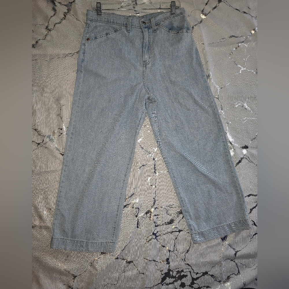 Signature Levis Strauss Gold Heritage Wide Leg Mid Rise Stretch Blue Jeans - Picture 3 of 12